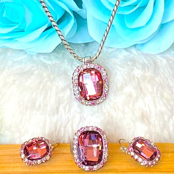 ⭐️SOLD ⭐️Brighton CONTESSA BLUE Swarovski Crystal Necklace Earrings Ring RARE - Picture 14 of 15